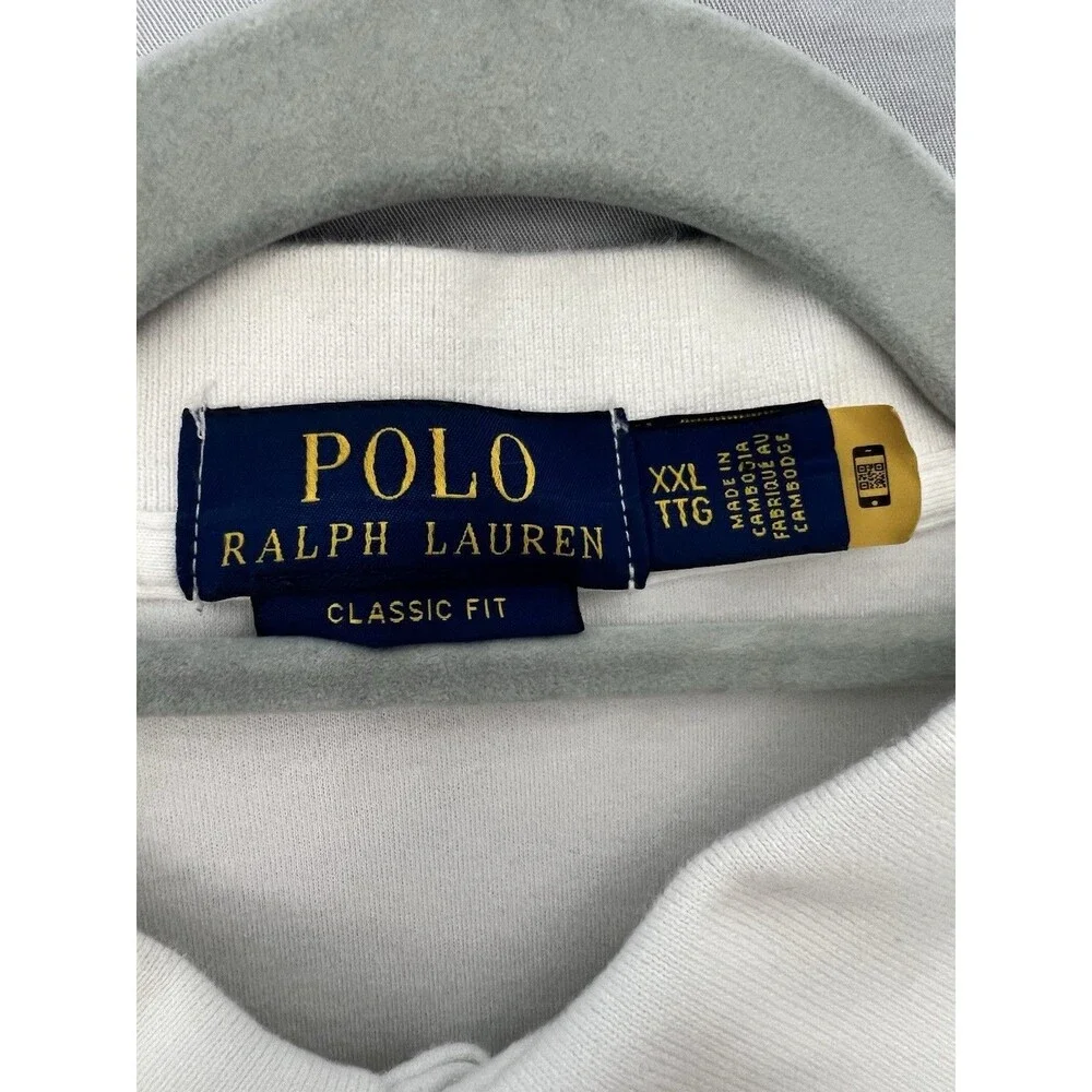 Polo Ralph Lauren Mens XXL White Short Sleeve Cotton Flesh Pony Classic Fit Y2K